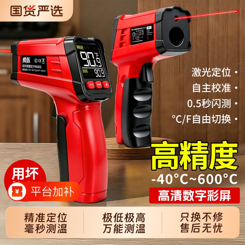 测温枪红外测温仪油温厨房工业专用高精度数显手持温度计烘焙水温