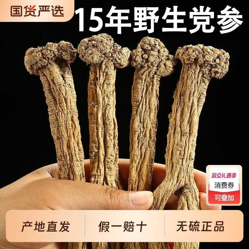 野生党参250g克干货大条党叁特级甘肃中药材当参组合黄芪当归煲汤