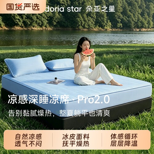 朵亚之星冰丝凉席自然凉感夏凉垫夏季床笠软席可水洗藤席床单夏天