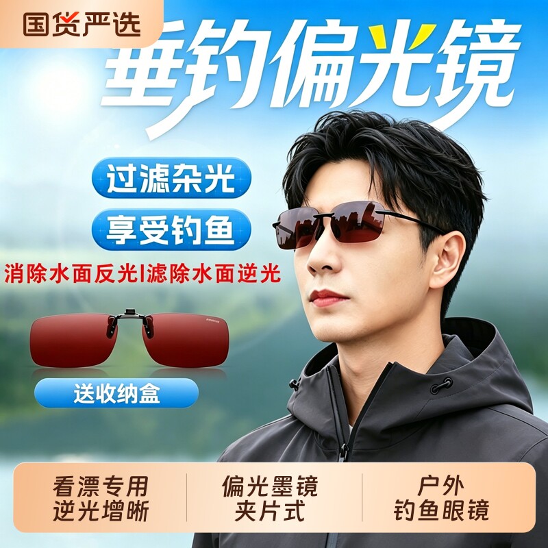 清哥说户外钓鱼看漂专用开车偏光眼镜近视夹片墨镜男太阳眼镜镜片