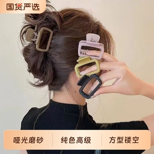 适合发量少的抓夹高级感小号发夹方形发饰女后脑勺半扎发发卡磨砂
