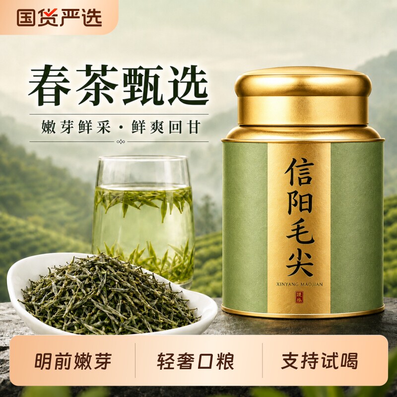 信阳毛尖绿茶毛尖信阳新茶浓香型茶叶自己喝旗舰正品送礼明前嫩芽