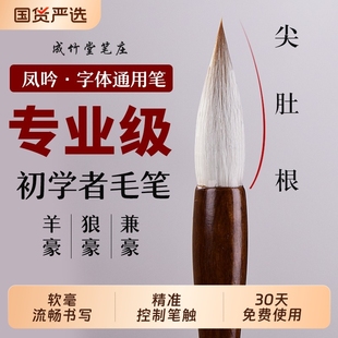 毛笔兼毫中楷狼毫书法专用初学者国画羊毫毛笔大中小号专业级成人毛笔字初学者入门大楷体毛笔小学生楷书专用