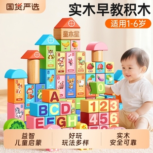 儿童积木益智拼装 玩具3到6岁男孩子智力开发大脑思维实木质大颗粒