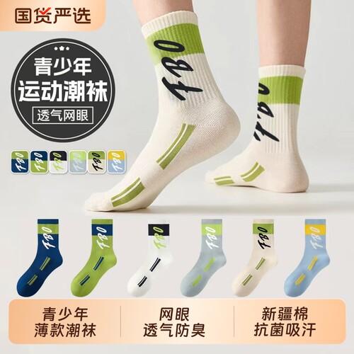 青少年袜子男款夏秋季网眼运动袜