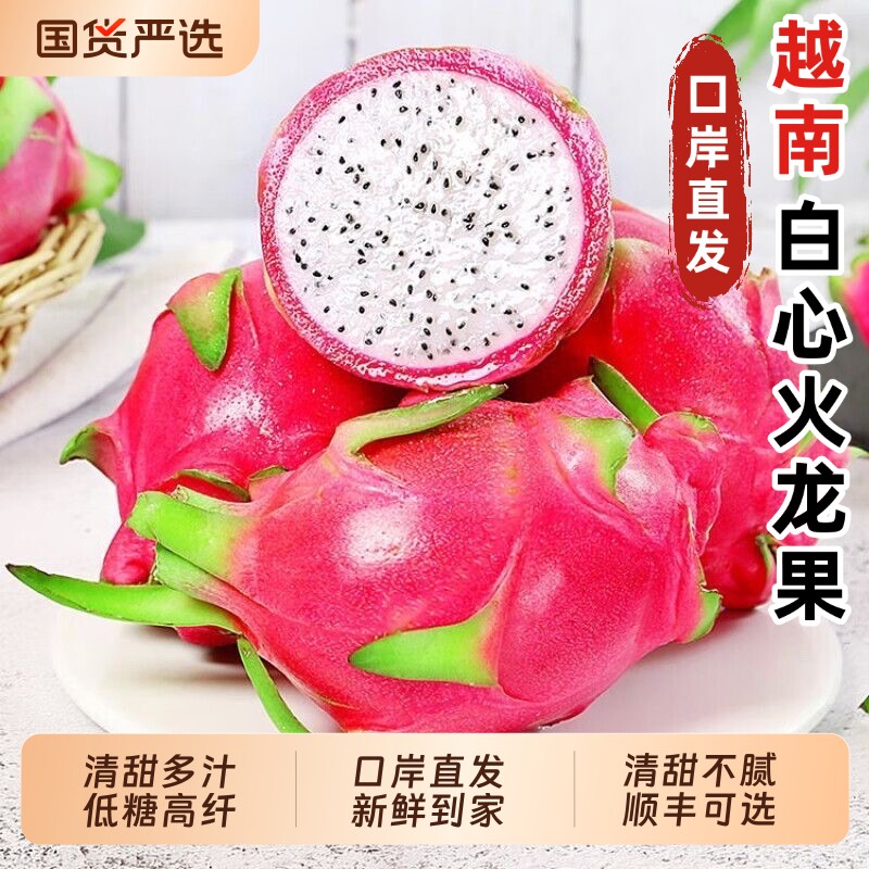 越南白心火龙果区别应季当季进口热带新鲜水果低糖水果白肉火龙果