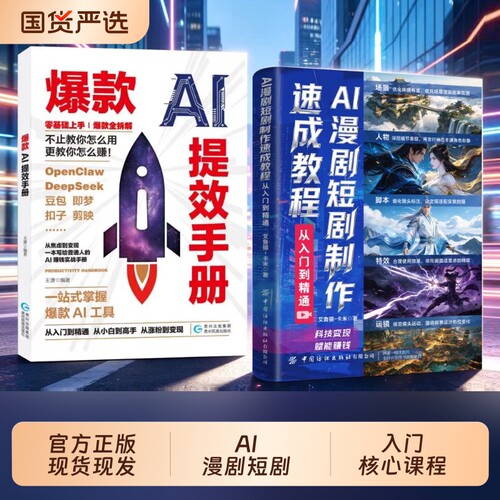 AI漫剧短剧制作速成教程爆款AI提效手册正版书籍生图动效剪辑科技赋能变现从入门到精通短视频生成剧本分镜AI漫剧宝典简史