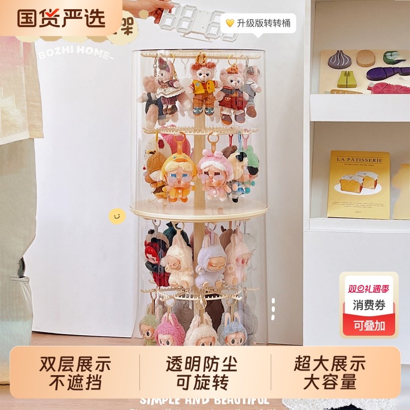 labubu透明旋转盲盒收纳展示架