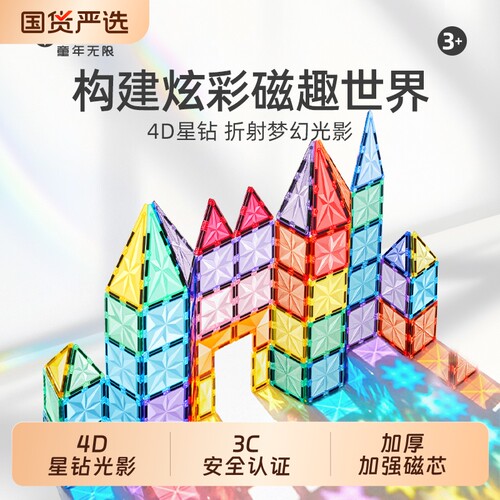 儿童磁力片磁性积木棒炫彩窗拼图宝宝益智玩具3-10男女孩新年礼物