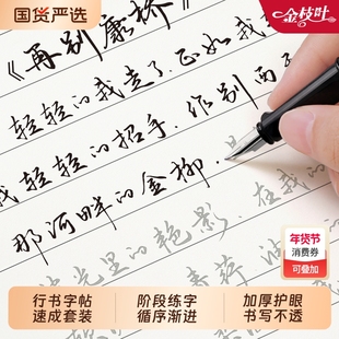行楷字帖成人练字静心成年速成练字帖行书连笔零基础硬笔书法男生女生字体漂亮每日一练钢笔专用练习写字贴大学生练字本常用笔画
