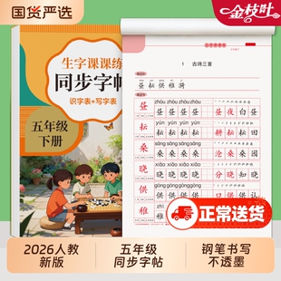 五年级下册练字帖字帖语文上册钢笔人教版英语课本同步生字5楷书小学生硬笔书法临摹练字本每日一练笔画笔顺正楷写字贴新版古诗