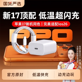 pd快充充电头手机数据线30W新机冰感闪充插头Air一套 韩盛适用苹果17充电器45w线iPhone16ProMax原装 顺丰