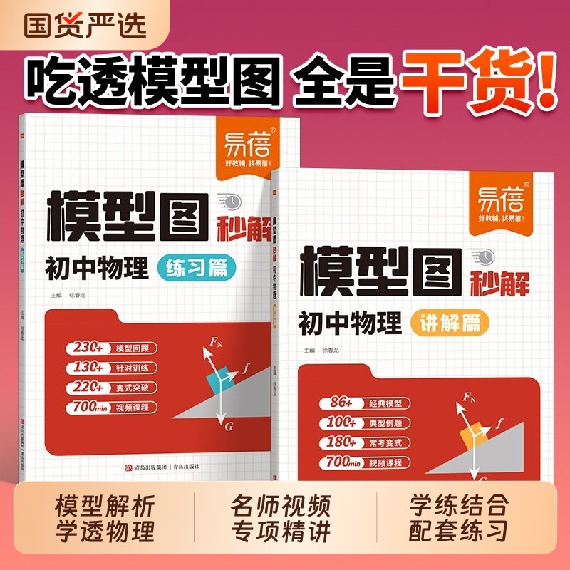 【易蓓】初中物理模型图秒解公式讲解练习基础知识受力分析关键模型漫画初中物理力学电学光学模型八九年级知识点专题训练