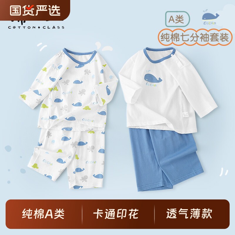 儿童睡衣夏季薄款男童家居服纯棉图片