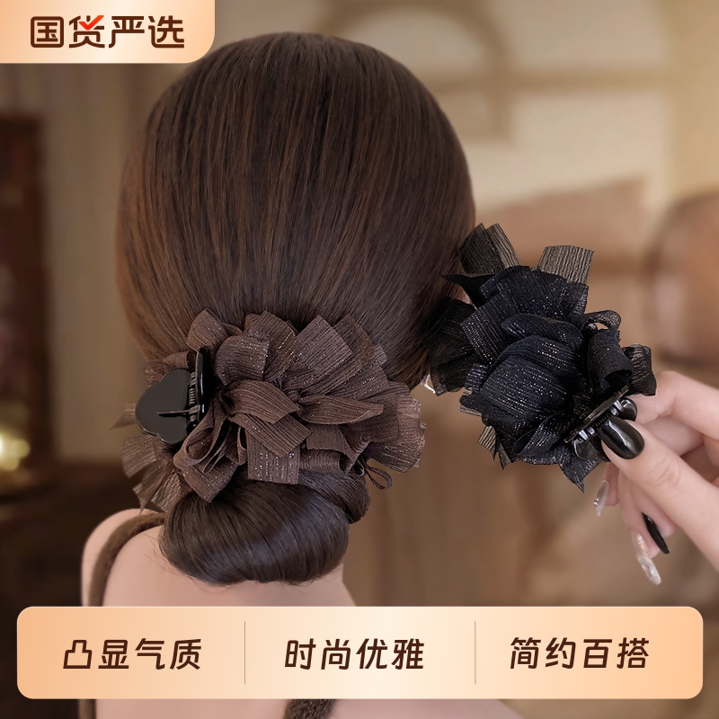 巴黎王妃蝴蝶结丸子头抓夹女2025新款发夹蓬松显发量马尾夹子头饰