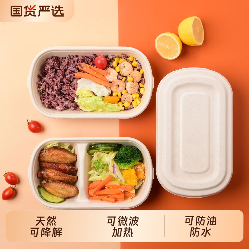 一次性餐盒外卖打包盒可降解便当盒耐高温快餐盒分格饭盒食品级图片