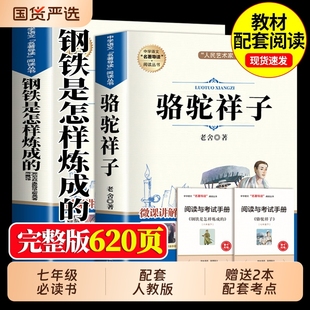 骆驼祥子和钢铁是怎样炼成的正版原著完整版七年级下册必读的课外书初一7下课外阅读书籍名著人教版人民文学教育出版社初中经典