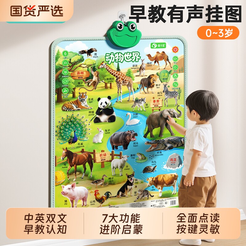 有声早教挂图贴墙点读发声婴幼儿童启蒙学习宝宝水果蔬菜动物认知