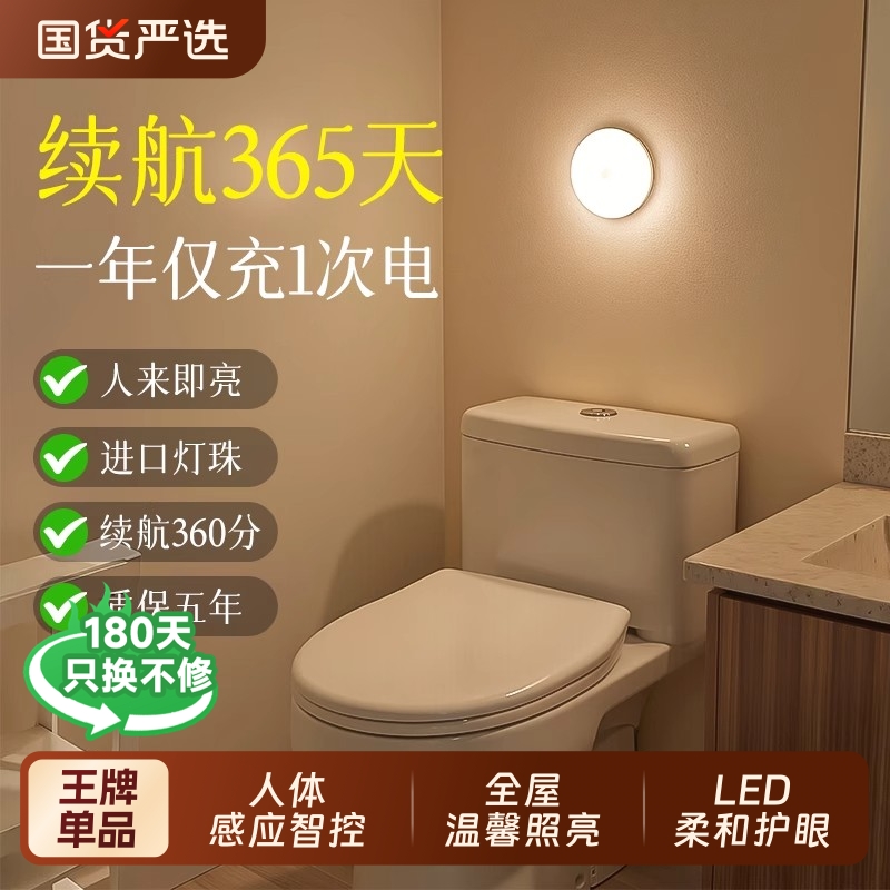 2025新款小夜灯夜间人体感应灯自动过道智能声控充电卧室磁吸拐角