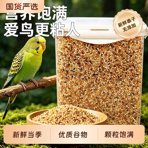 鹦鹉鸟粮饲料五色黍子虎皮玄凤牡丹鸟食带壳黄谷子小米混合专用粮