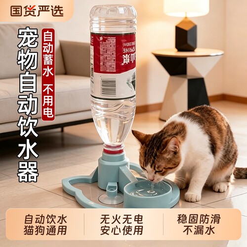 猫咪饮水机宠物自动饮水器小狗不插电水碗不湿嘴矿泉水瓶喝水神器