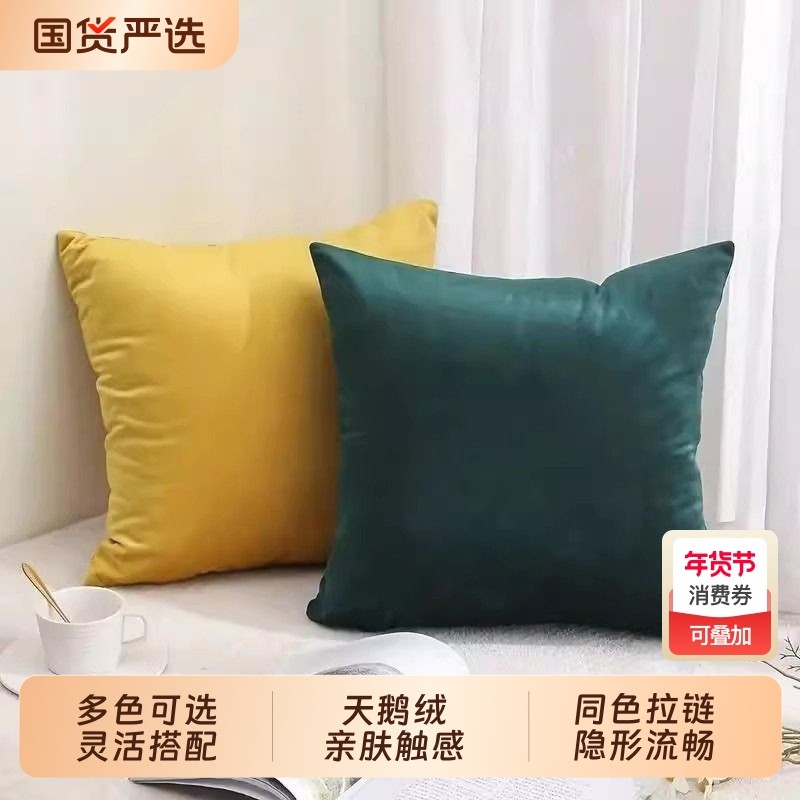 天鹅绒沙发靠背抱枕靠垫床头布艺客厅毛绒不含芯腰枕方形软装南瓜