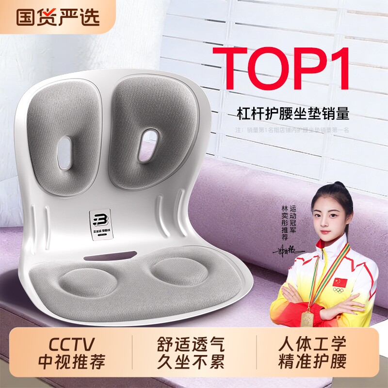 本博护腰坐垫护腰久坐神器腰部支撑靠垫办公人体工学防驼背坐姿椅