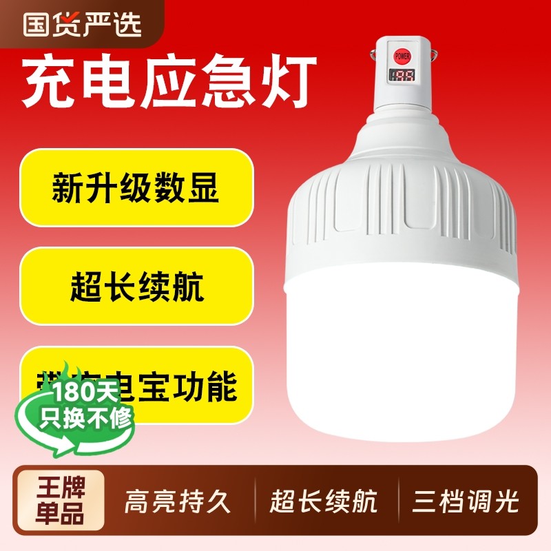 充电照明灯应急灯户外露营家用led地摊灯泡夜市摆摊灯长续航开关