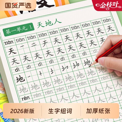一年级上册练字帖人教版语文同步字帖每日一练写字本小学生专用二三四五六年级小学写字课课练生字练字本暑假衔接打卡笔顺练习书法