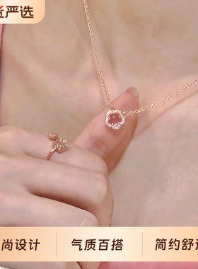 浪漫樱花项链女2025新款轻奢小众设计感锁骨链气质时尚颈链毛衣链