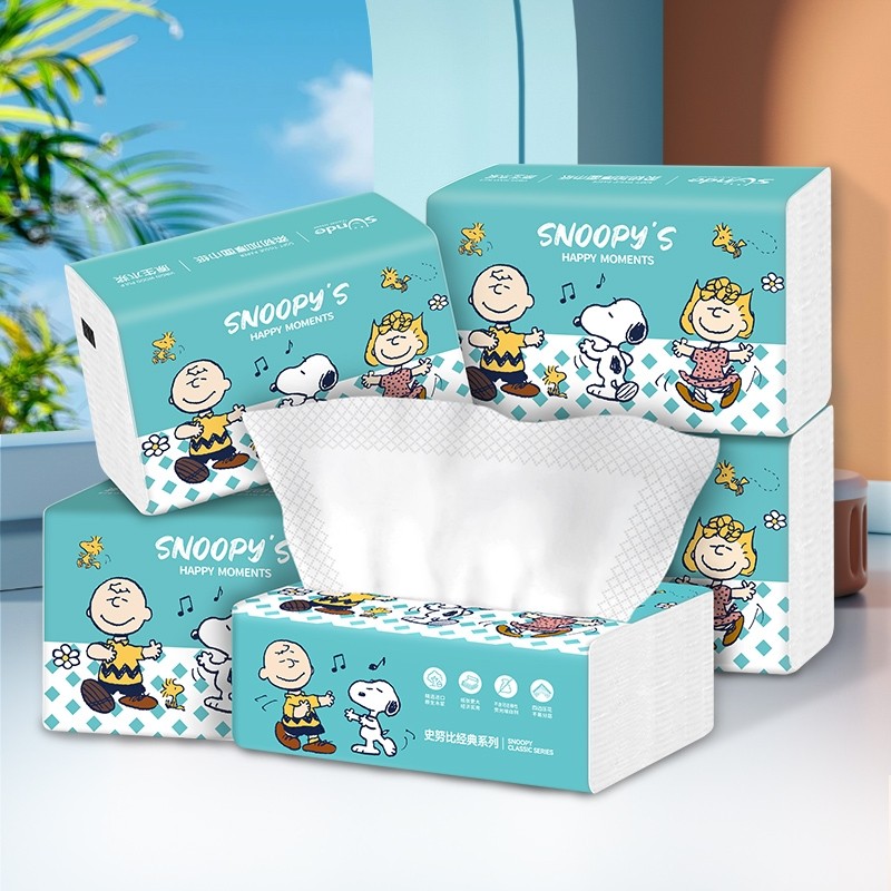 史努比抽纸家用餐巾纸90抽加厚面巾纸整箱大包纸抽可湿水纸巾20包