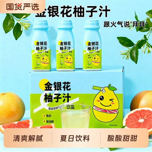 露营搭子金银花柚子汁220ml*10瓶风味饮料酸甜清爽解腻解渴果汁