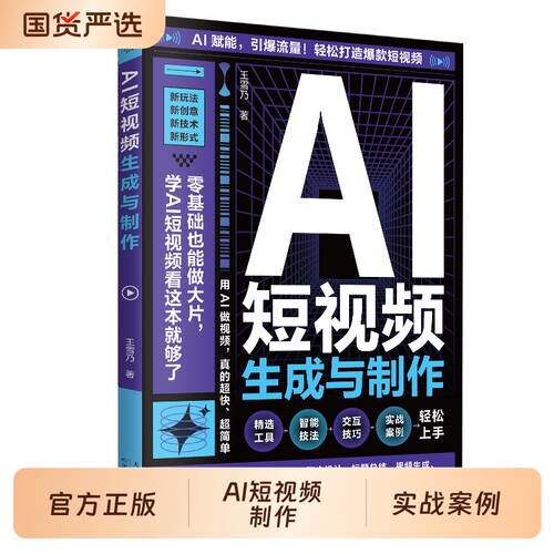 AI短视频生成与制作正版Al创作零基础做AI赋能手把手教学打造爆款内容全流程揭秘AI书籍写作电商实战绘画漫画作文科学人文文化精选