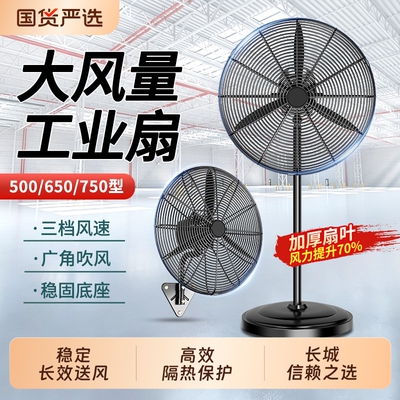 长城工业风扇电风扇大风力大功率落地扇商用摇头壁扇除甲醛大风量