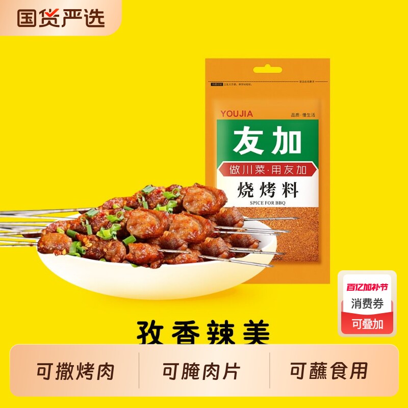 友加烧烤料100g麻辣撒料淄博烧烤调味料四川烤串蘸料腌料家用干碟