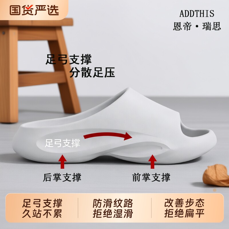 ADDTHIS足弓支撑厚底拖鞋女室内家居情侣防滑防臭浴室洗澡凉拖