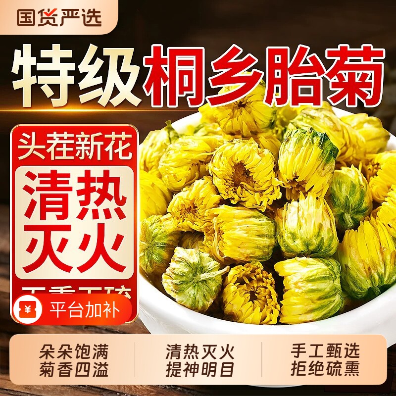 桐乡胎菊王菊花茶特级正宗白菊杭贡菊花茶500g新花草茶叶精品清热