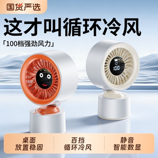 自动摇头】桌面小风扇2026新款小型静音家用超强大风力办公室桌面制冷USB充电风扇宿舍床上学生上课降温神器