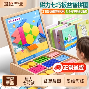 童木星益智七巧板磁力拼图思维训练智力开发幼儿教具立体方块积木