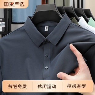 春秋季 t恤男2025新款 長袖 男款 體恤上衣服男裝 翻領polo衫 抗皺男士