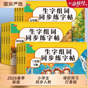 2026新版三年级练字帖上册下册人教版语文同步字帖四五六年级小学生练字本每日一练描红本生字类字硬笔书法组词预习习字课前国货