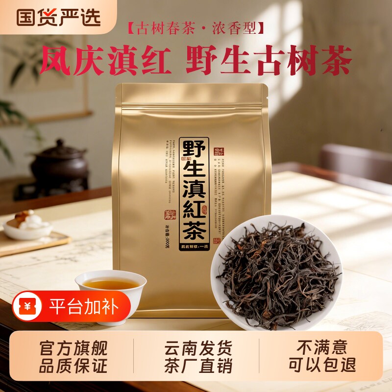 野生滇红茶新茶云南凤庆荒野古树高山茶叶果香袋装浓香型蜜香花香