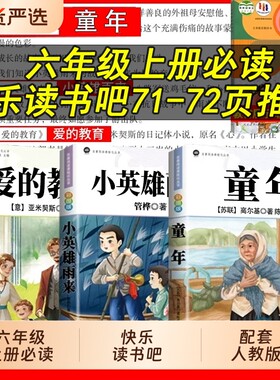 小英雄雨来全套3册童年爱的教育和六年级上册必读的课外书籍老师推荐书目正版高尔基原著快乐读书吧6六上阅读社童话课本故乡新版
