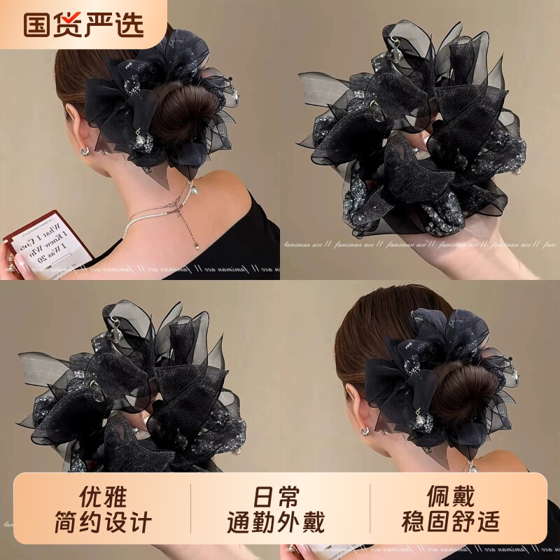 网纱蝴蝶结大肠发圈女高级感图片