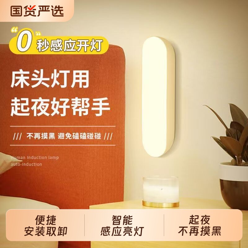楼道宿舍家用灯全自动LED感应灯新款小夜灯不插电人体灯充电智能图片