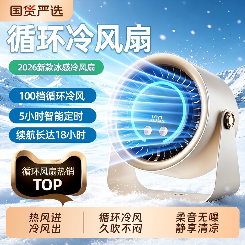 桌面小风扇制冷静音办公室桌上2026新款usb充电小型超强力超长续航宿舍学生上课便携台式厨房空调扇电风扇