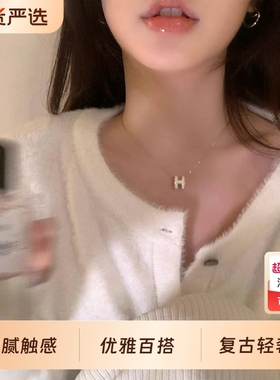 H字母钛钢项链女毛衣链轻奢小众高级设计感锁骨链网红爆款配饰