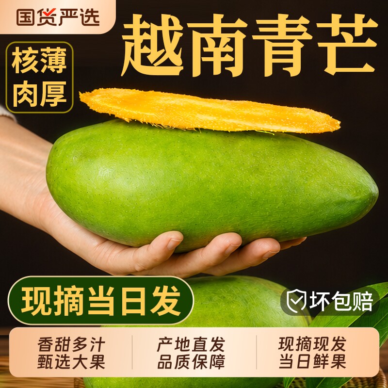 正宗越南大青芒新鲜现摘青皮金煌甜心芒大果当季热带水果整箱包邮