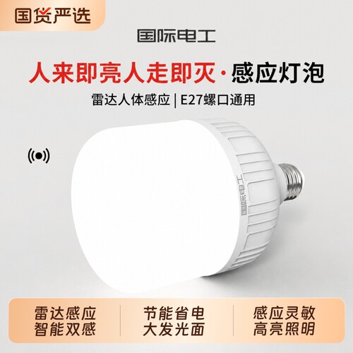 国际电工雷达智能人体感应灯入户门楼梯螺口led灯泡节能超亮护眼