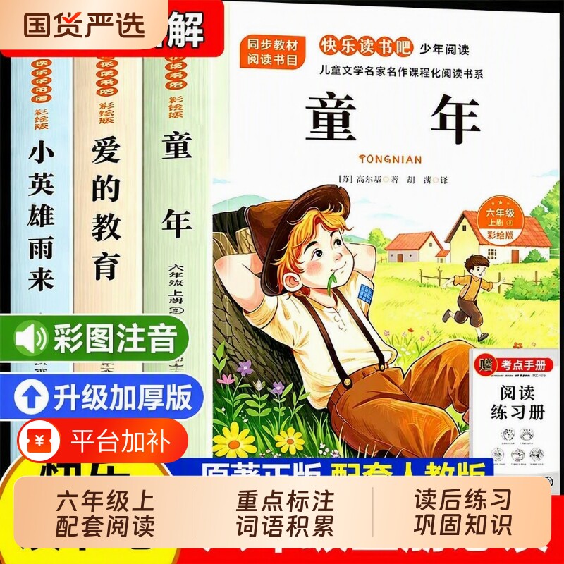 童年六年级必读课外书上册快乐读书吧爱的教育小英雄雨来尼尔斯骑鹅旅